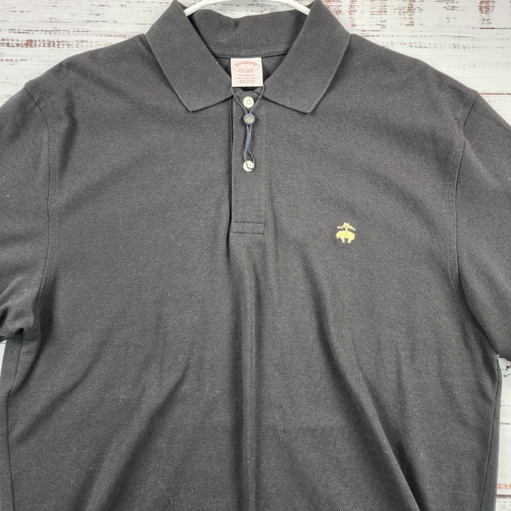 NWOT Brooks Brothers Original Fit Performance Polo Shirt Charcoal Gray Mens L